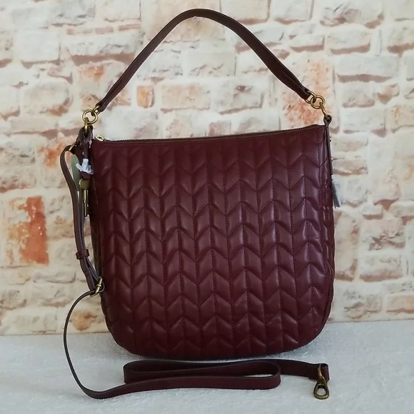 New Fossil Quilted Leather Hobo Bag - Picture 2 of 10